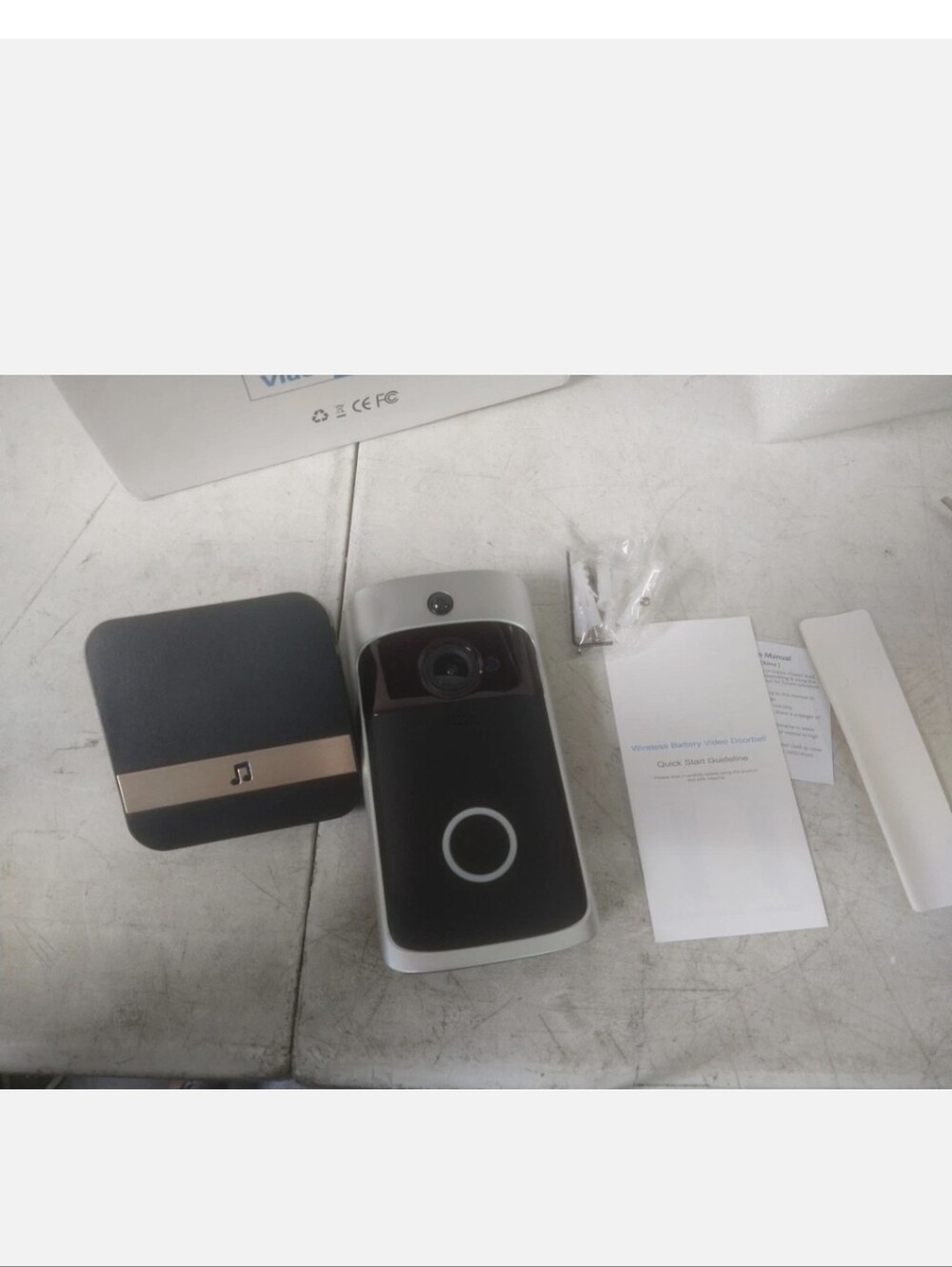 Wireless Video Doorbell with Chime - Black & Silver New